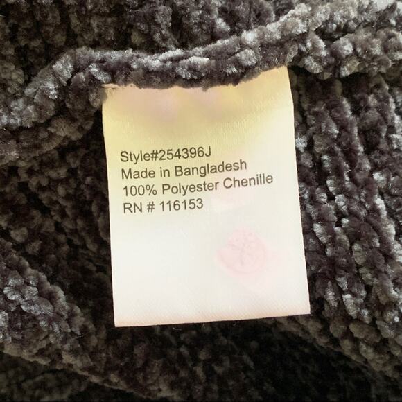 Poof Apparel Cropped Sweater Charcoal Gray Chenille Drop Shoulder Top Large NEW - Picture 11 of 12